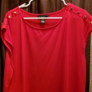 Womans red sleeveless blouse